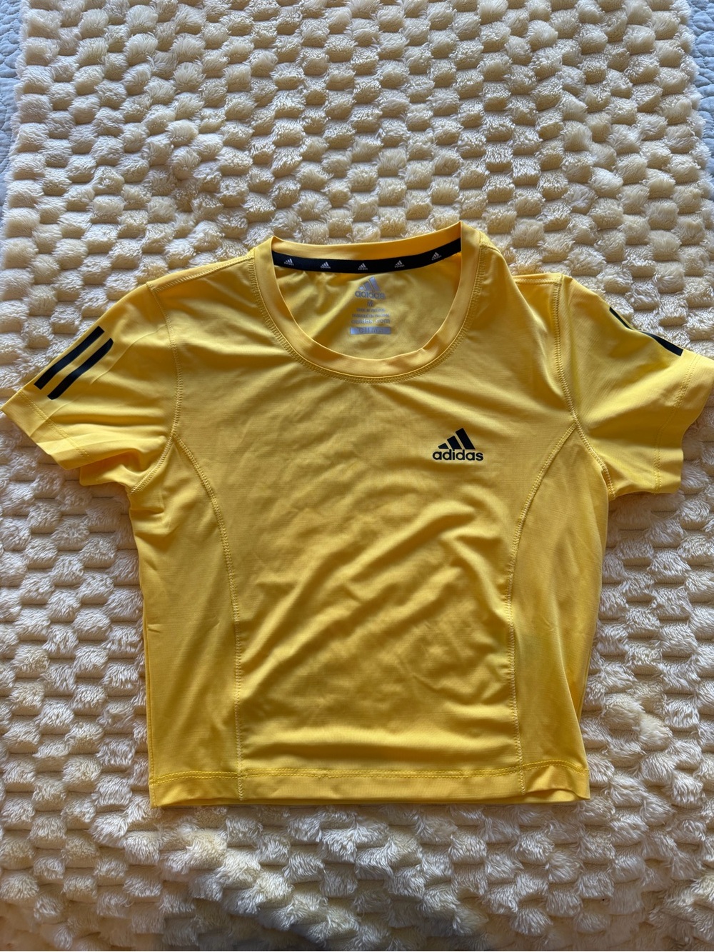 adidas Yellow Short Sleeve Athletic Tee with Black Logo